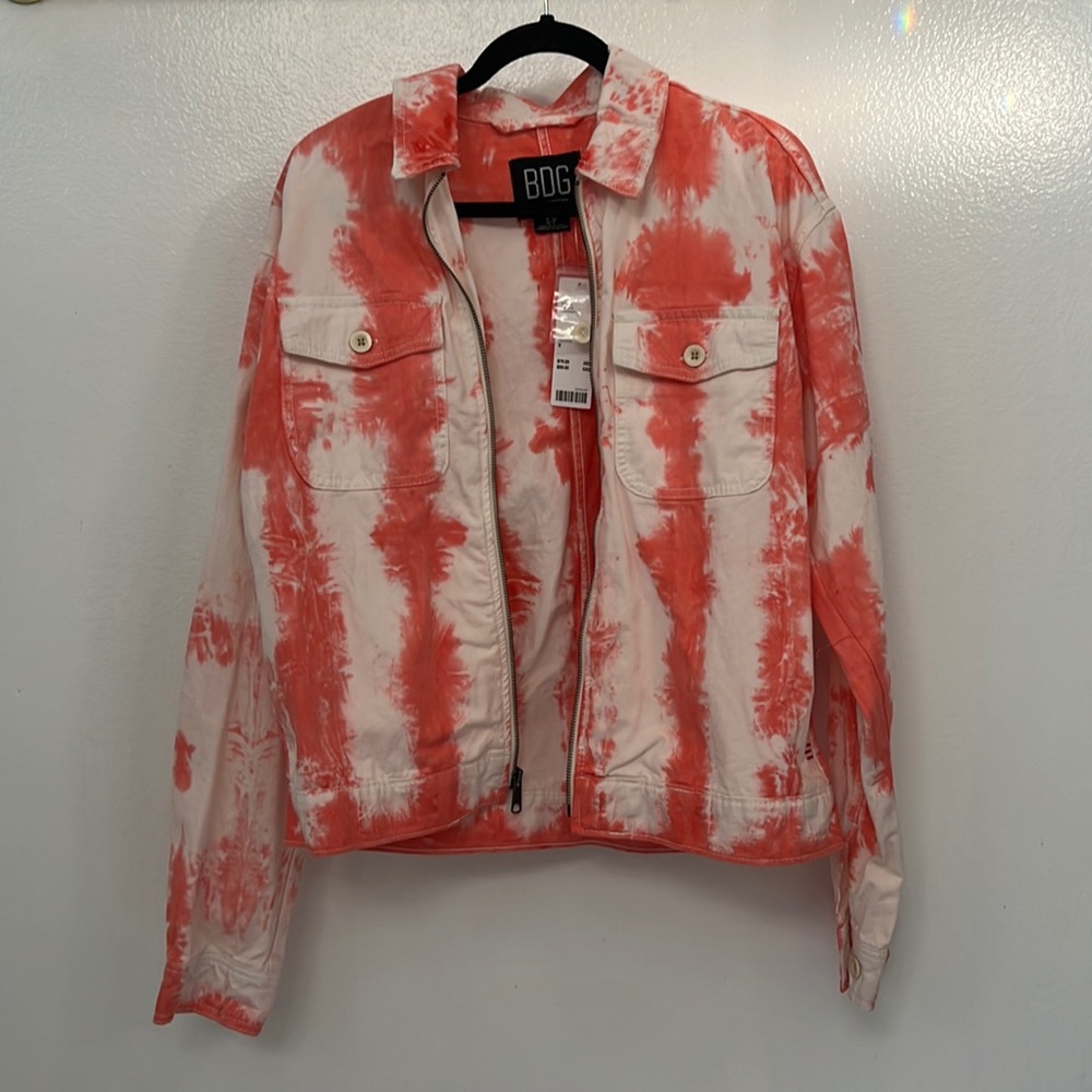 Tie dye chore jacket with zipper
